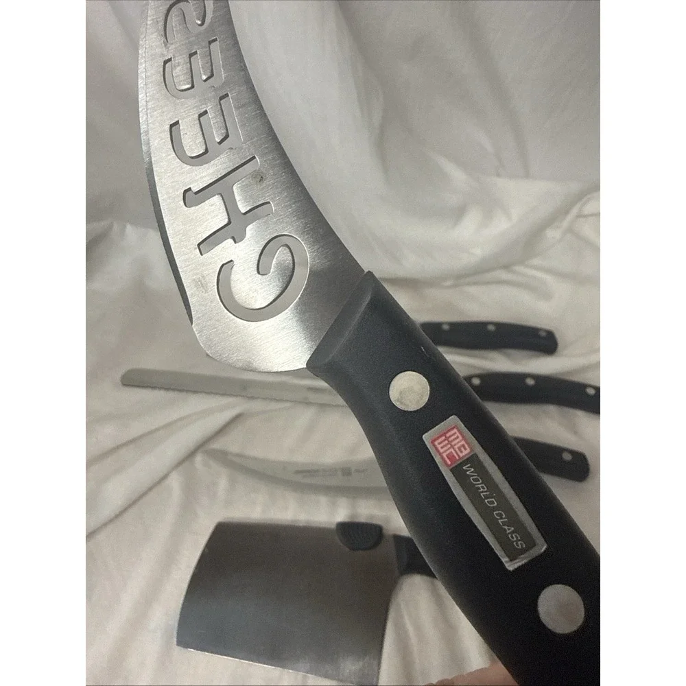 Miracle Blade III 5 Pc Knife Chop Carve Cheese Rock Filet 17 Slot Wood Block Lot